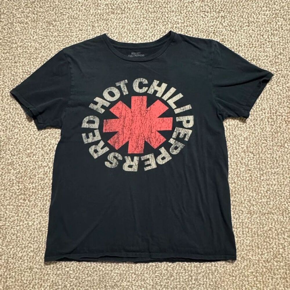 Red Hot Chili Peppers Band Logo Graphic T-Shirt Black Sz Medium